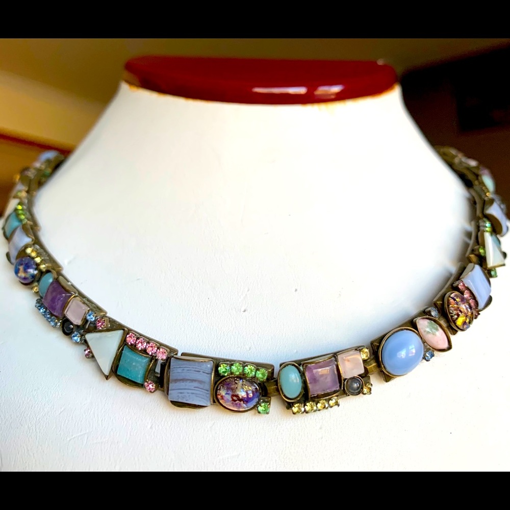 Sorrelli glass and precious gemstone necklace